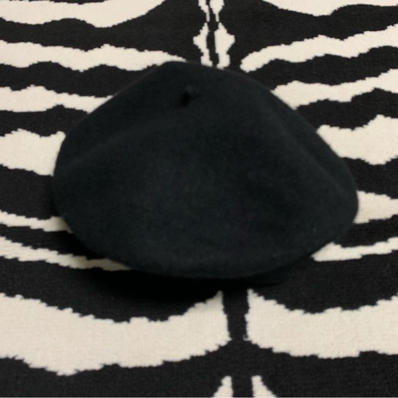 Wool Beret Hat Black One Size - Picture 3 of 10